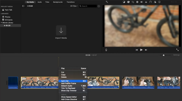 how to cut in imovie on mac