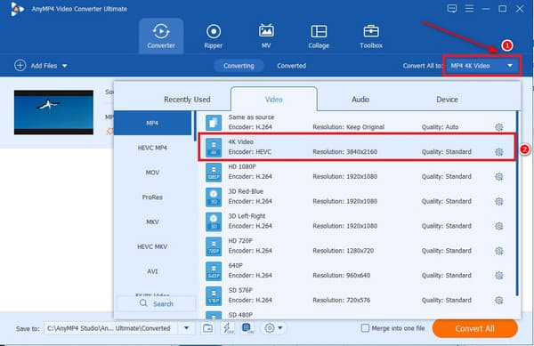 Qualquer formato MP4 4K