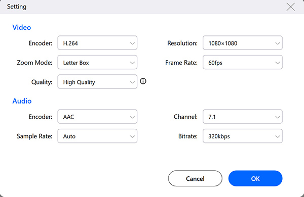 Change video quality in AnyMP4 HD Video Converter Online