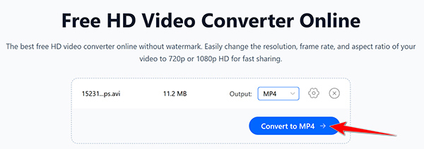 Convert SD to HD in AnyMP4 HD Video Converter Online