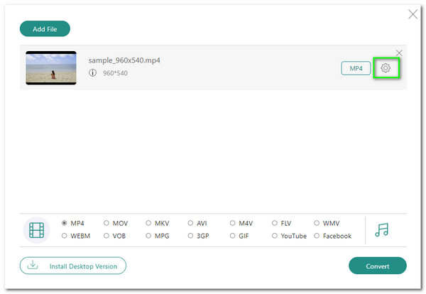AnyMP4 Free Video Converter Online Setting Icon