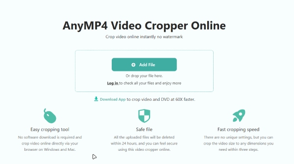 Nahrajte video do AnyMP4 Video Cropper Online