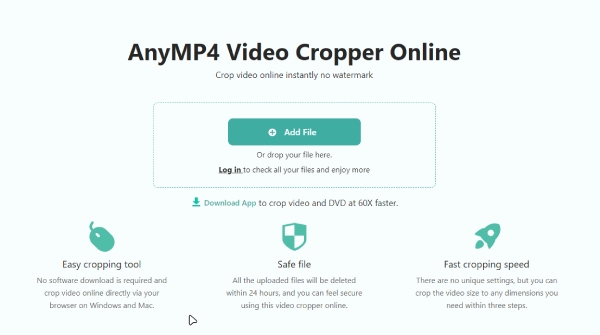 Subir video a AnyMP4 Video Cropper en línea