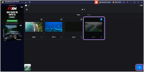 VN Video Editor Nuovo progetto