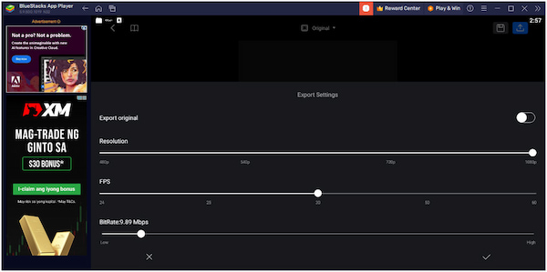 Ferramentas do Editor de Vídeo VN Exportar