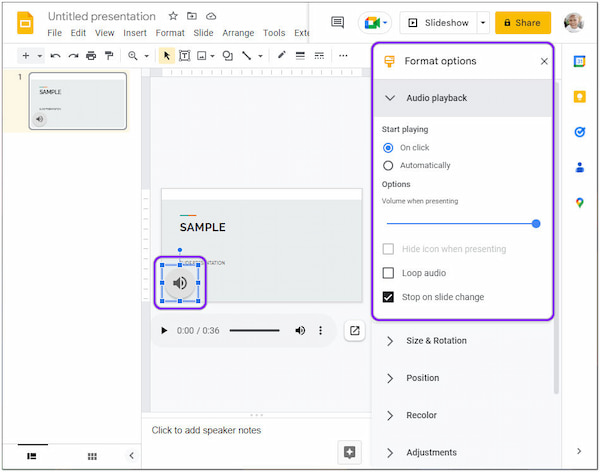 Voice-over op Google Slides-luidspreker