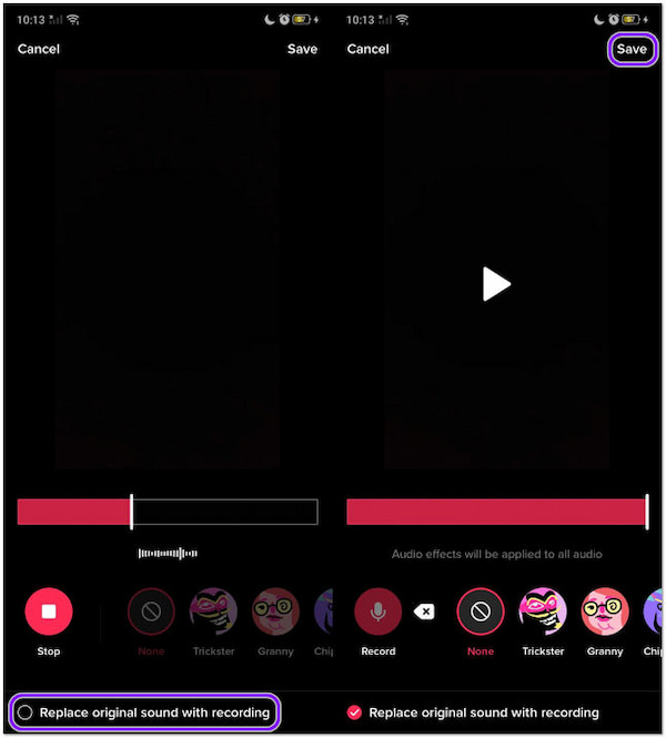 Voice Over no TikTok Salvar