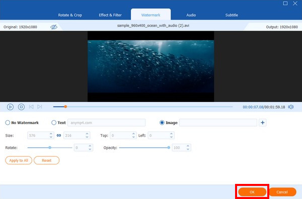 Edit Image Watermark And Save Settings