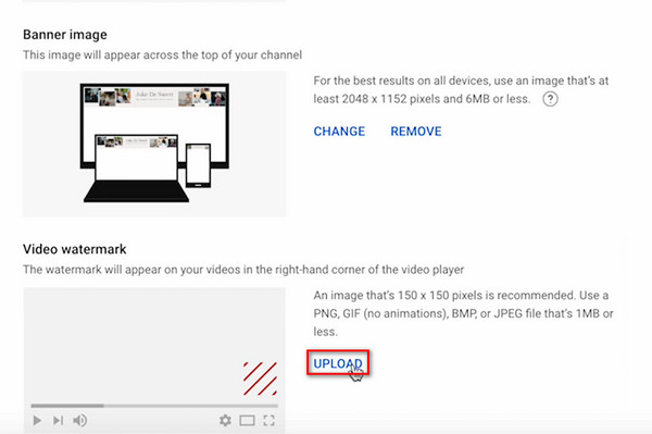 Upload Image As Youtube Video Watermark