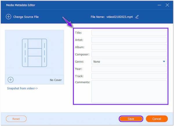 Metadata AnyMP4 Spara