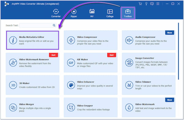 Metadane AnyMP4 Toolbox