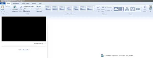 Interface do Windows Movie Maker