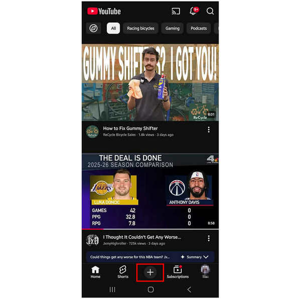 Youtube Create Button