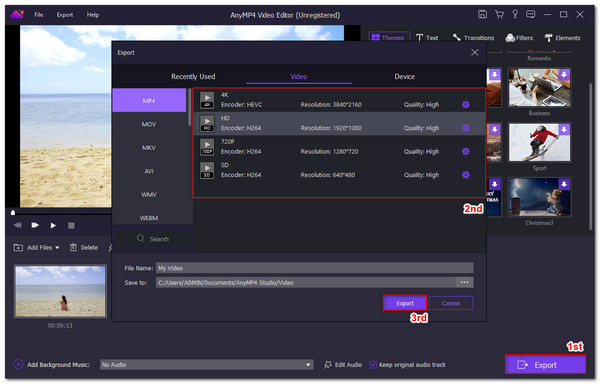 AnyMP4 Video Editor Export