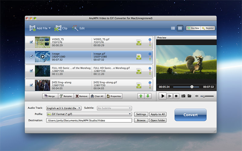 AnyMP4 Video to GIF Converter for Mac software
