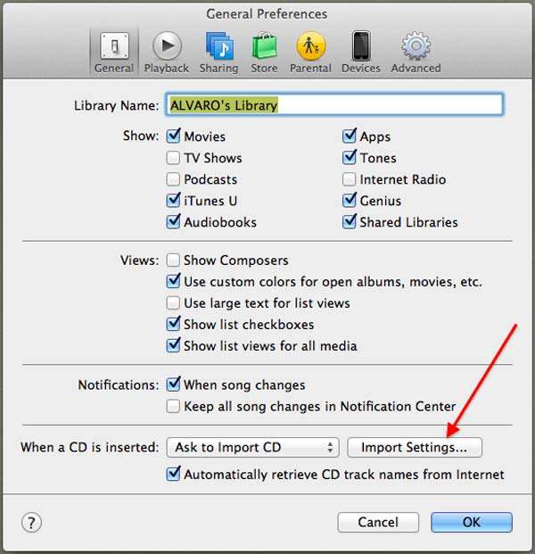 iTunes İçe Aktarma Ayarı