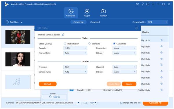 Customize output settings